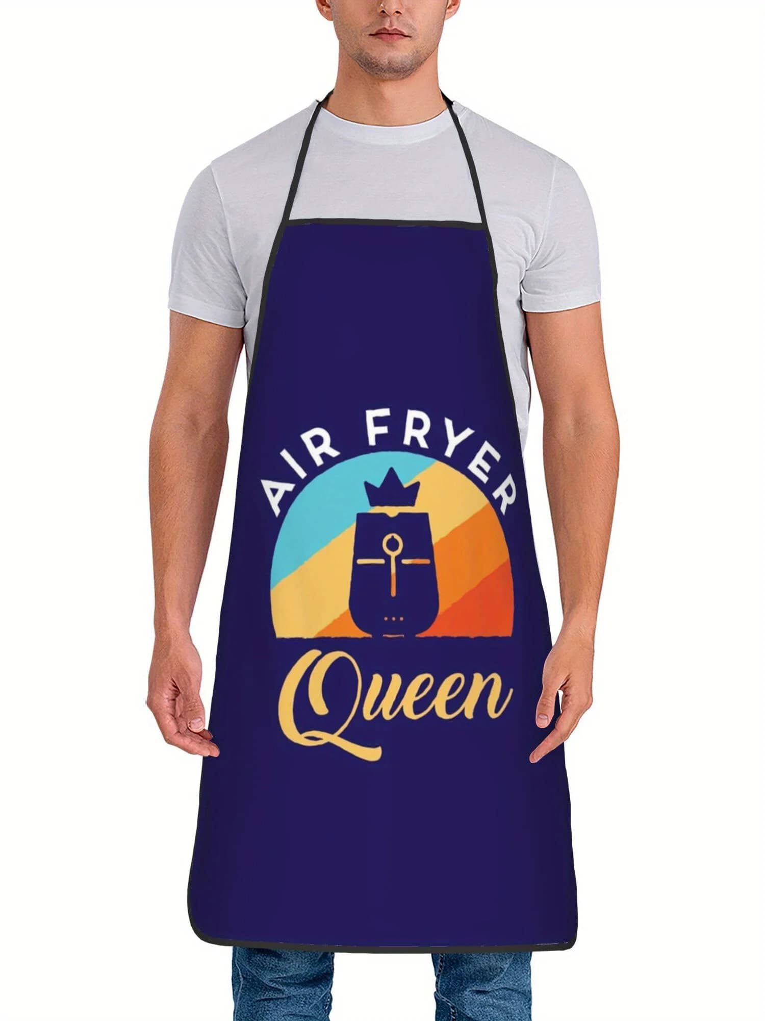 Crown Air Fryer Queen Retro Sunset Art Printed Oilproof Apron Men Women Daily Kitchen Baking Baker Cooking Surprise Gift