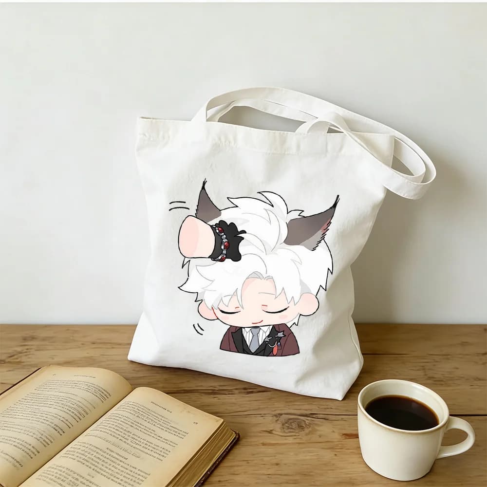 Love and Deepspace Sylus Cat-themed Canvas Bag 30x35/35x40CM Anime Cosplay Qinche Single Shoulder Handbag Gift for Friends Fans