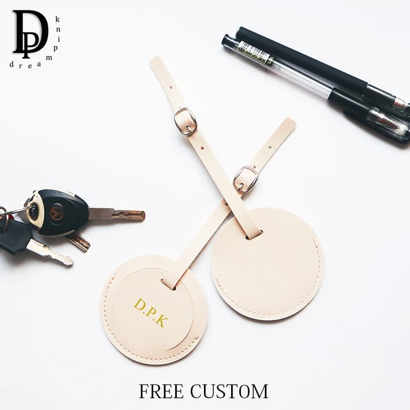 Nome personalizzato etichetta per bagagli da viaggio portatile incisione Logo aziendale etichetta per valigia all'ingrosso accessori essenziali per viaggi in pelle di moda