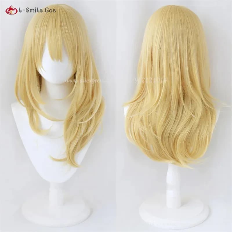 Costume cosplay del personaggio anime Sanzo con capelli ricci dorati, parrucca Emma, lunga 65 cm, resistente al calore, per giochi di ruolo di Halloween