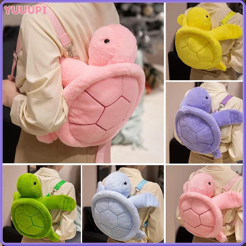 Zaino per tartarughe Kawaii Giocattoli di peluche Peluche morbido Cuscino per tartarughe Decorazioni per la casa Regali di compleanno Regali anime per il rientro a scuola