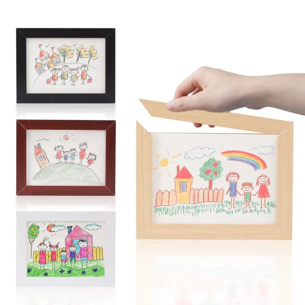 Cornice artistica creativa per bambini in legno Cornice girevole e variabile Cornice commemorativa per ritratti di famiglia Decorazione da parete per bambini
