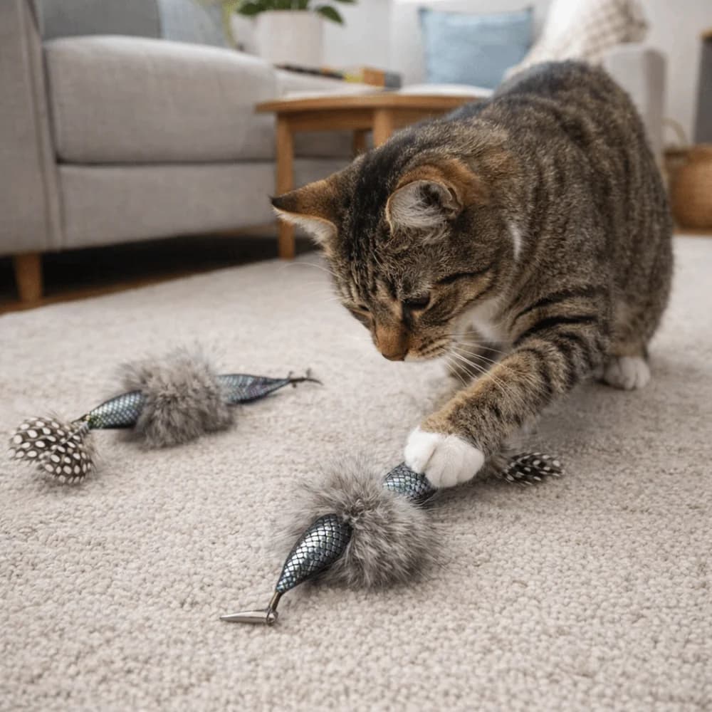 2 Pezzi di Ricambio per Bastoncini Giocattolo per Gatti Resistenti ai Morsi, in Poliestere con Suono, Giocattoli Sonori per Gatti a Forma di Sirena