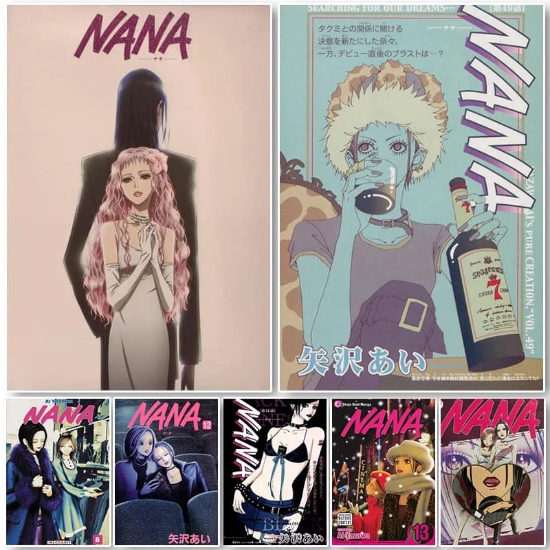 Nana Retro Poster Decor Canvas Art Painting Wall Art Pictures HD Prints Japan Anime Role Figure for Living Room Home Decorati