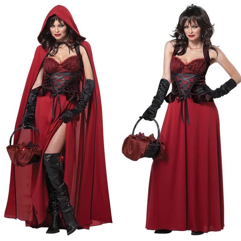 Cappuccetto Rosso per donna Costume Deluxe Lunghezza pavimento Spooktacular Cosplay Carnevale Halloween Fancy Party Dress