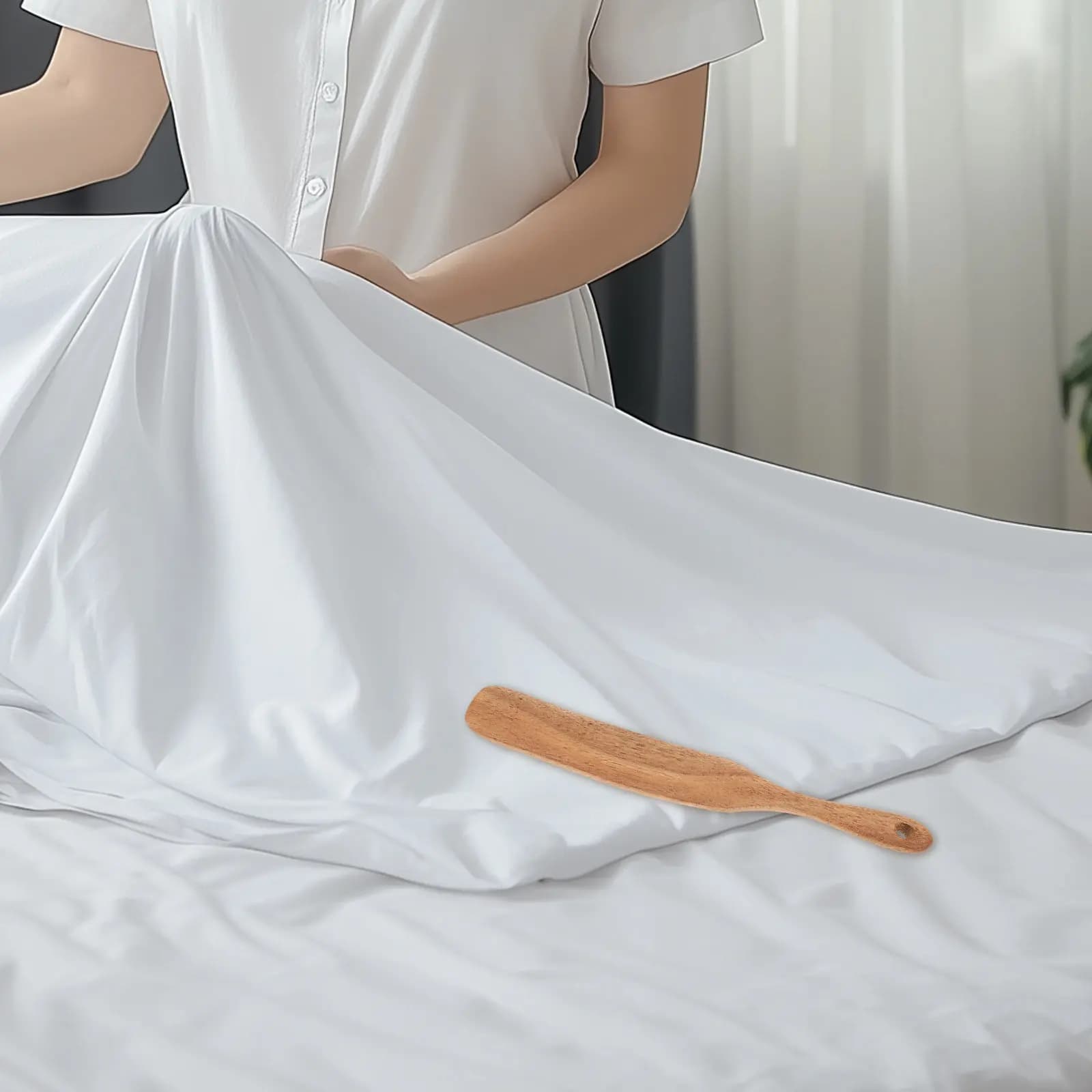 Wooden Mattress Lifter Tool Ergonomic Bed Riser Sheet Tucker Paddle Bed Skirts Lifting Sheet Changing Helper for Hotels