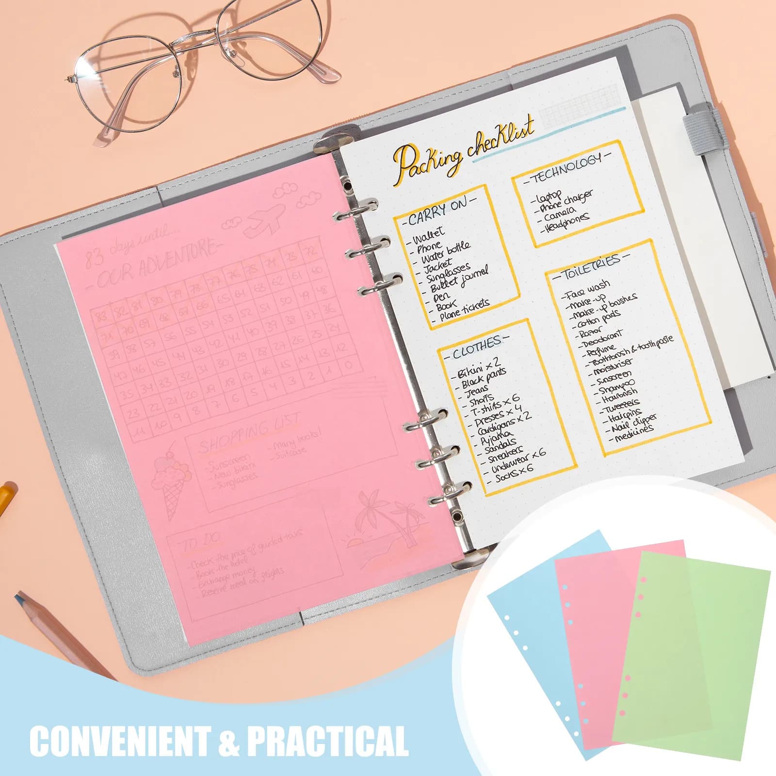 Carta di ricambio per quaderno a righe, pagine interne a fogli mobili staccabili, blocco note per scrittura fluida, ricambio per agenda e raccoglitore