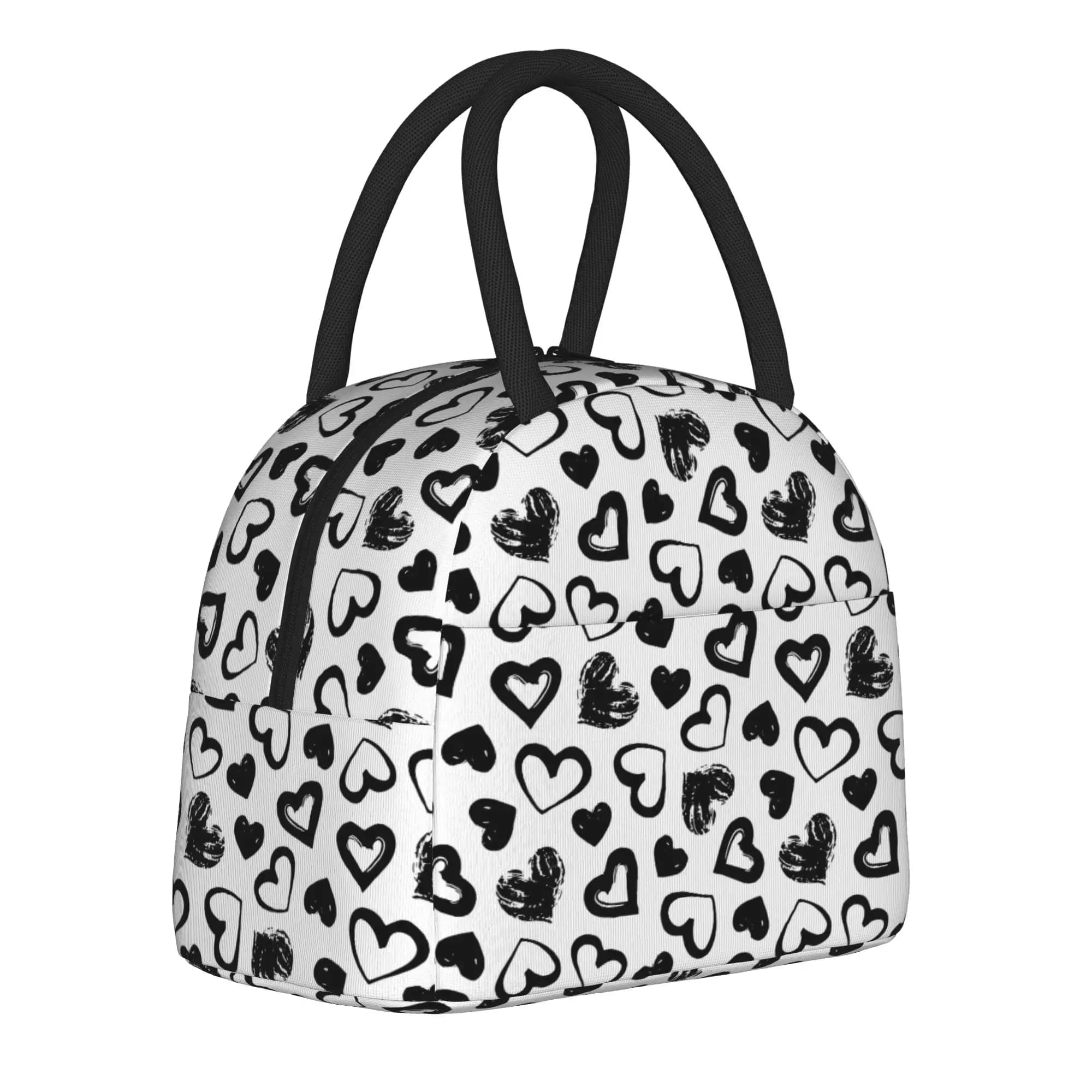 Valentines Day Heart Pattern Insulated Lunch Bag Portable Meal Container Cooler Bag Tote Lunch Box Work Travel Food Handbags