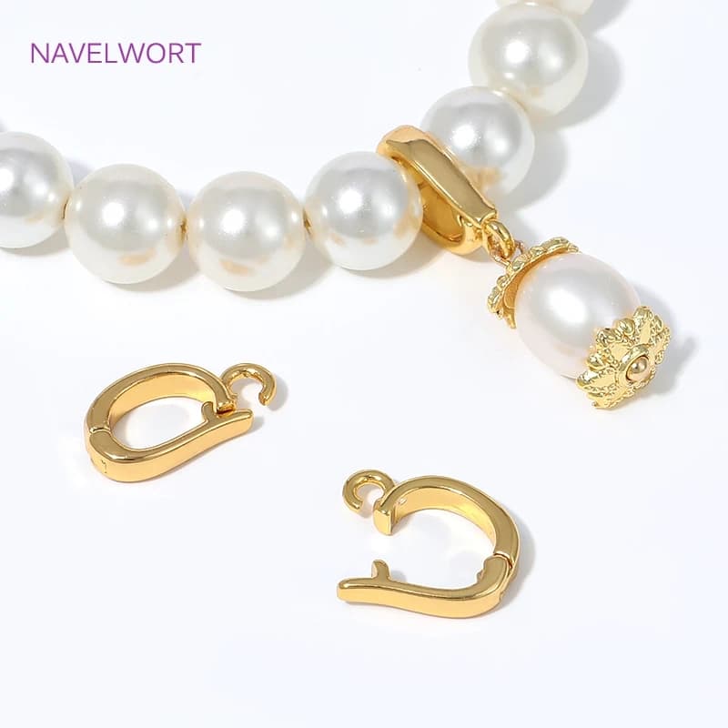 4/8/12Pcs 18K Gold Plated Brass Hinged Necklace Enhancer,Bails For Jewelry,Bail Holder For Pendant,DIY Jewelry Making Findings