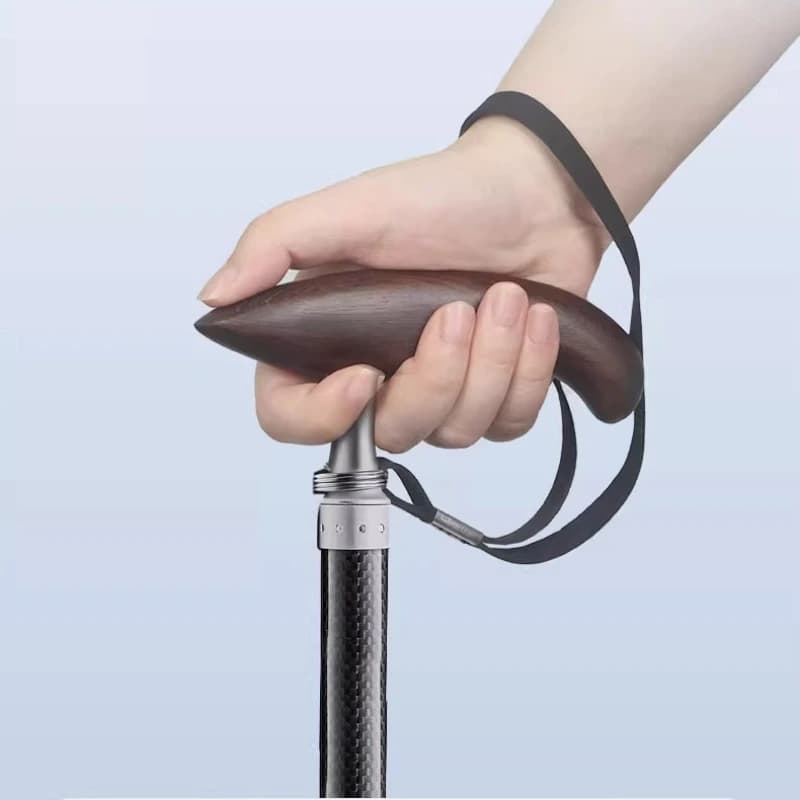 Ultralight Carbon Fiber Walk Stick, Only 290g, with Wood T Handle, for Tourism, Trekking and Hiking