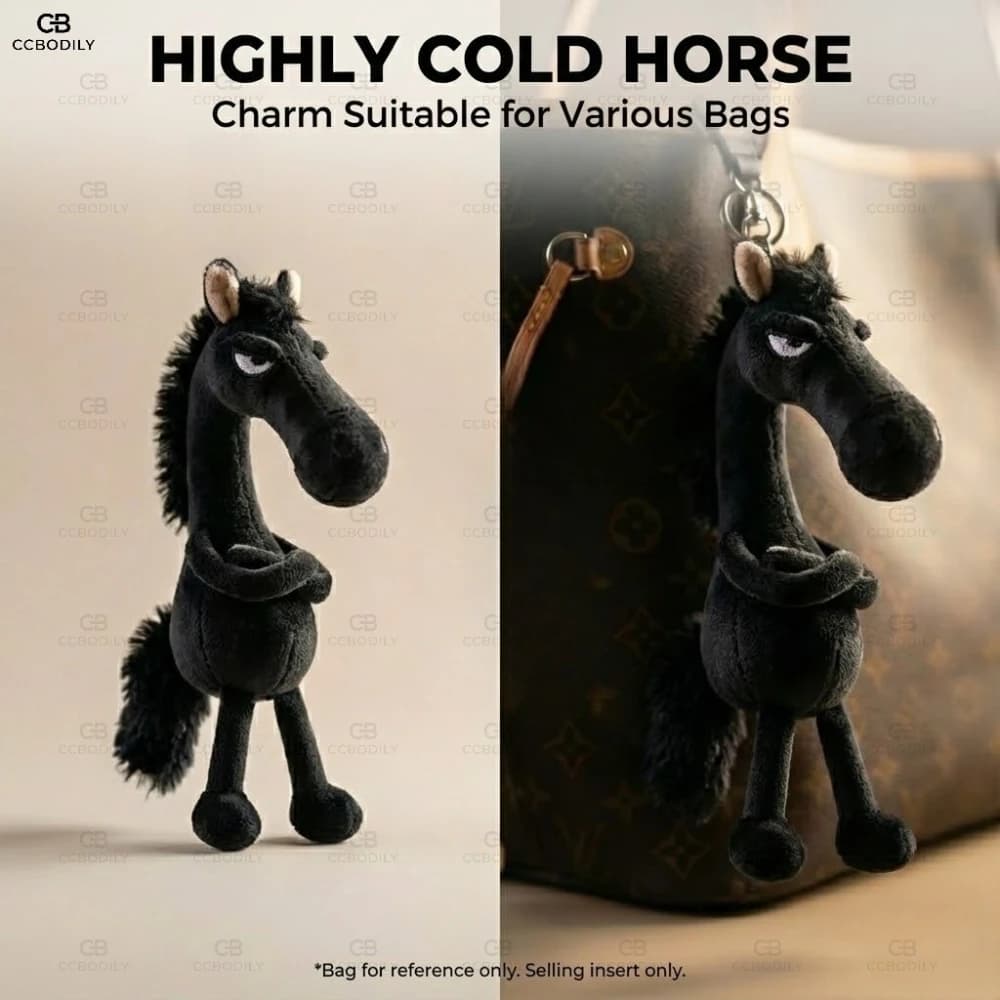 Divertente peluche cavallo portachiavi Sassy Pony Bag ciondolo con ciondolo viso scontroso brutto carino peluche bambola portachiavi zaino accessori