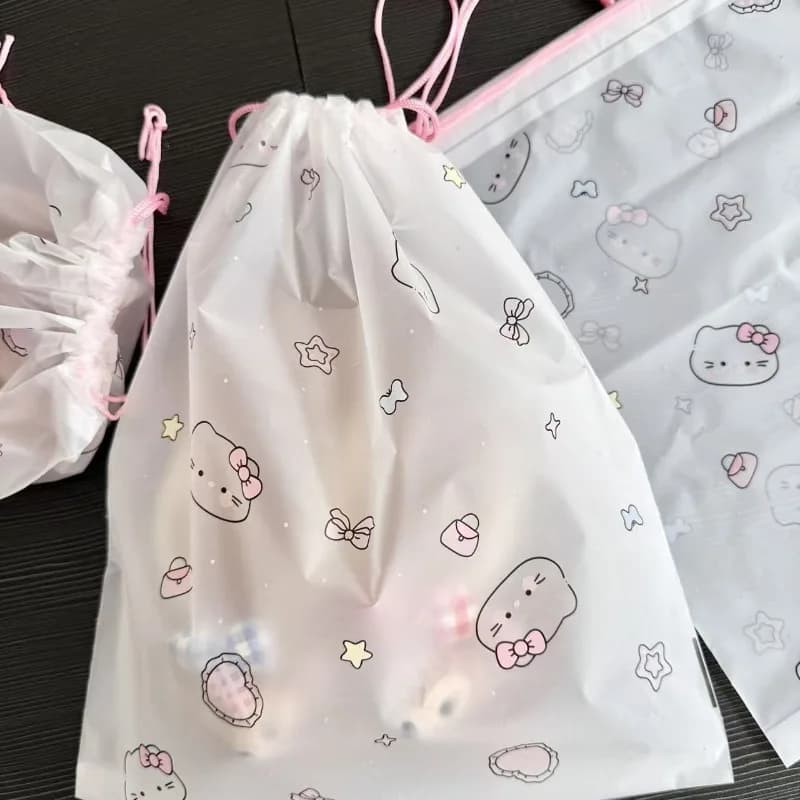 Sanrio Hello Kitty Drawstring Shoes Storage Bag Cute Dust-proof Shoes Bag Convenient Moisture-proof Waterproof Shoes Cover.