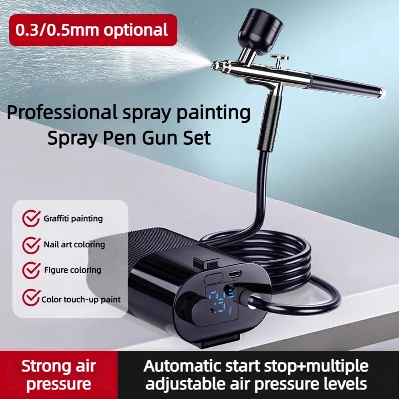 Electric Spray Gun Pen Multifunctional Acrylic Pigment Painting Spray Gun Professional Adjustable Model Coloring Nail Spray Pen