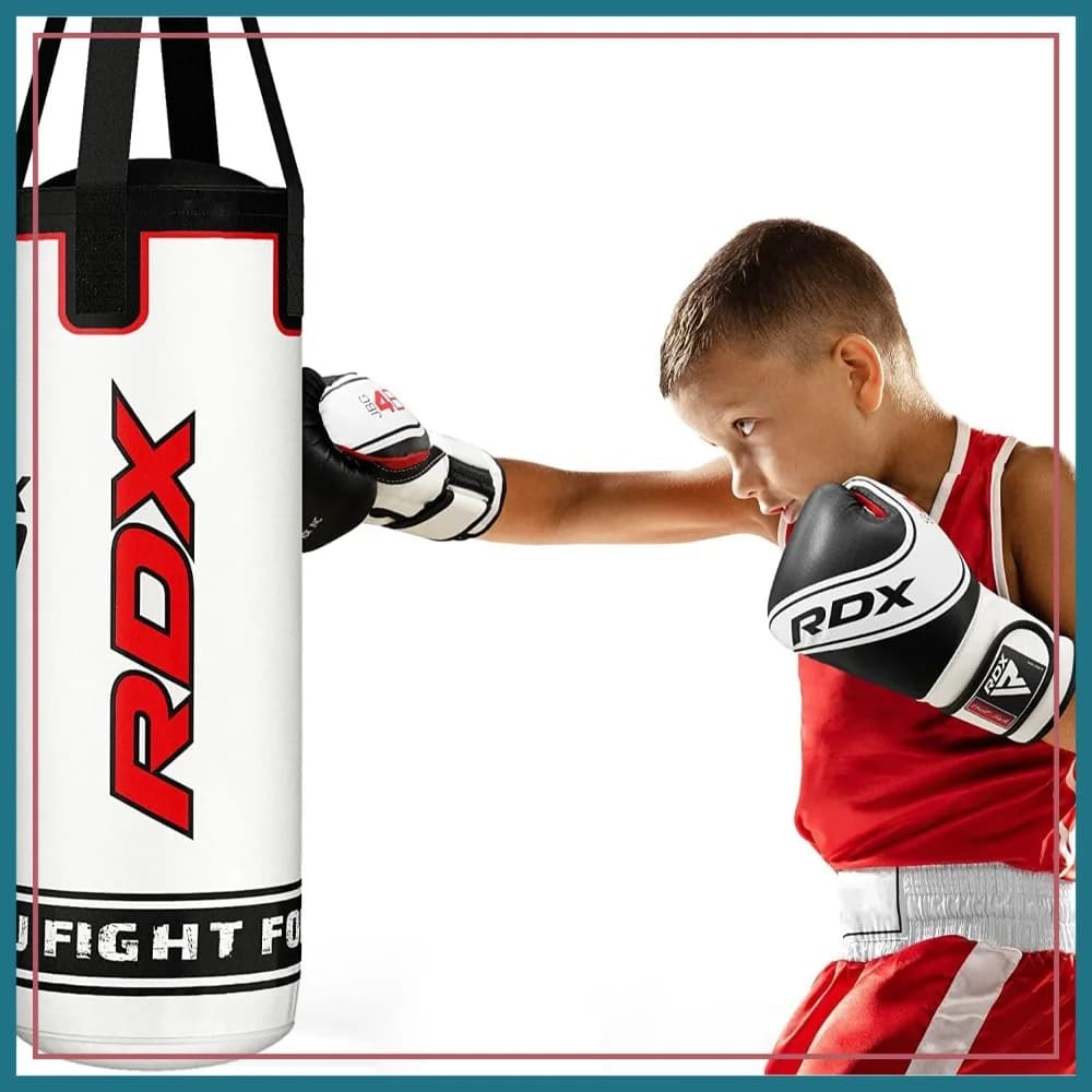 Sacco da Boxe per Bambini da 60 cm (Non Imbottito) per Ragazzi e Ragazze, Sacco da Appendere per Kickboxing, MMA, Muay Thai, Taekwondo, Karate, Allenamento a Casa e in Palestra