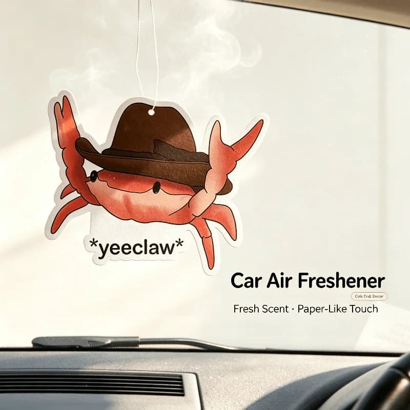 Car Air Freshener Cowboy Hat Crab Meme Hanging Scent Card for Car Interior Rearview Mirror Ornament Gift