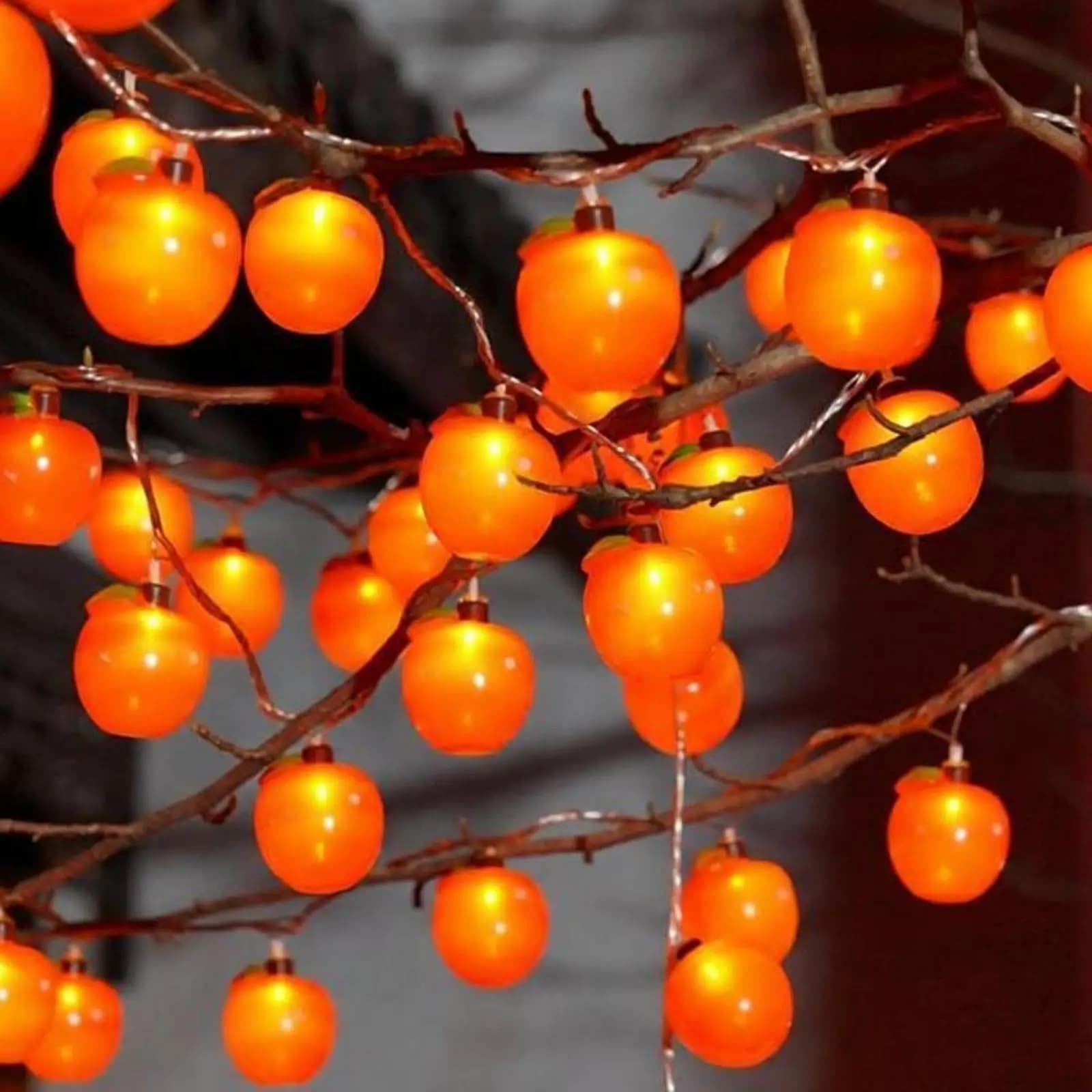 USB String Lights for Outside Persimmon Lantern Lightweight Ornament Decorative Hanging Lights for Wedding Garden Outdoor Indoor