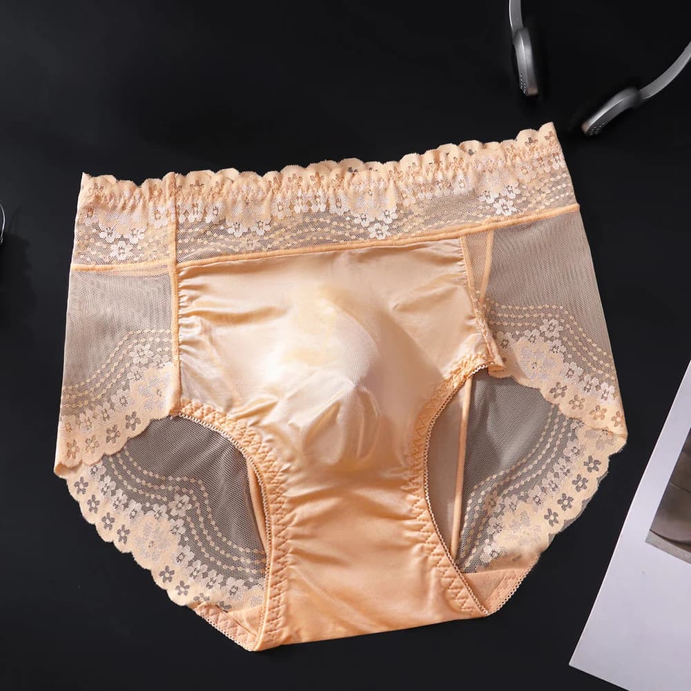 Slip da Uomo in Seta Ghiaccio Sottile Senza Cuciture con Tasca 3D, Mutande a Vita Bassa Traspiranti, Liscie, Lussuose ed Eleganti