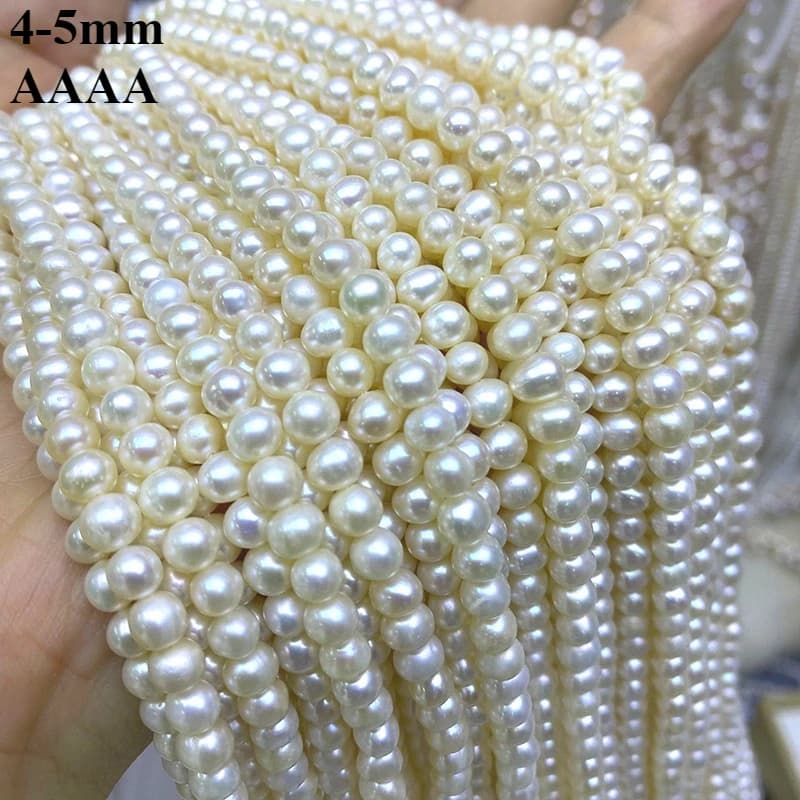 4-5mm4A Abbagliante perla naturale d'acqua dolce rotonda scintillante liscia perla regalo per le donne gioielli per realizzare accessori per braccialetti collana fai da te