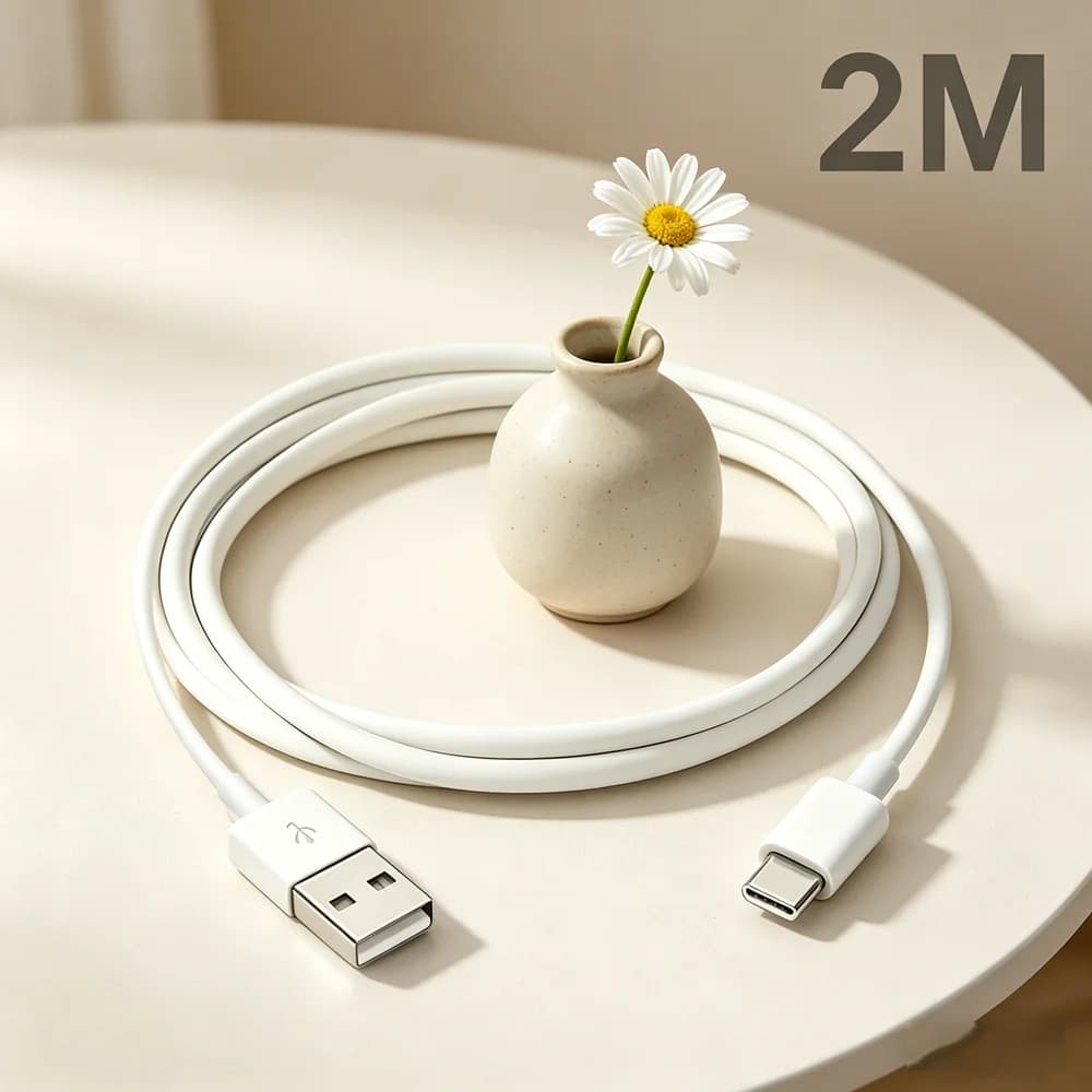 Cavo di ricarica USB-A a USB-C da 2 metri, 1 pezzo, cavo di ricarica rapida e trasferimento dati di tipo C per telefono Android, tablet, caricabatterie per auto