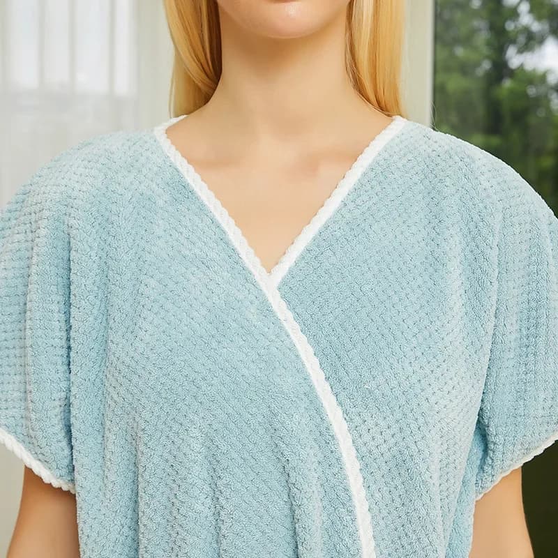 Abito da bagno da donna Abito kimono senza maniche Asciugamano da bagno caldo Accappatoio corto Kimono Intimo Lingerie Carino Homewear