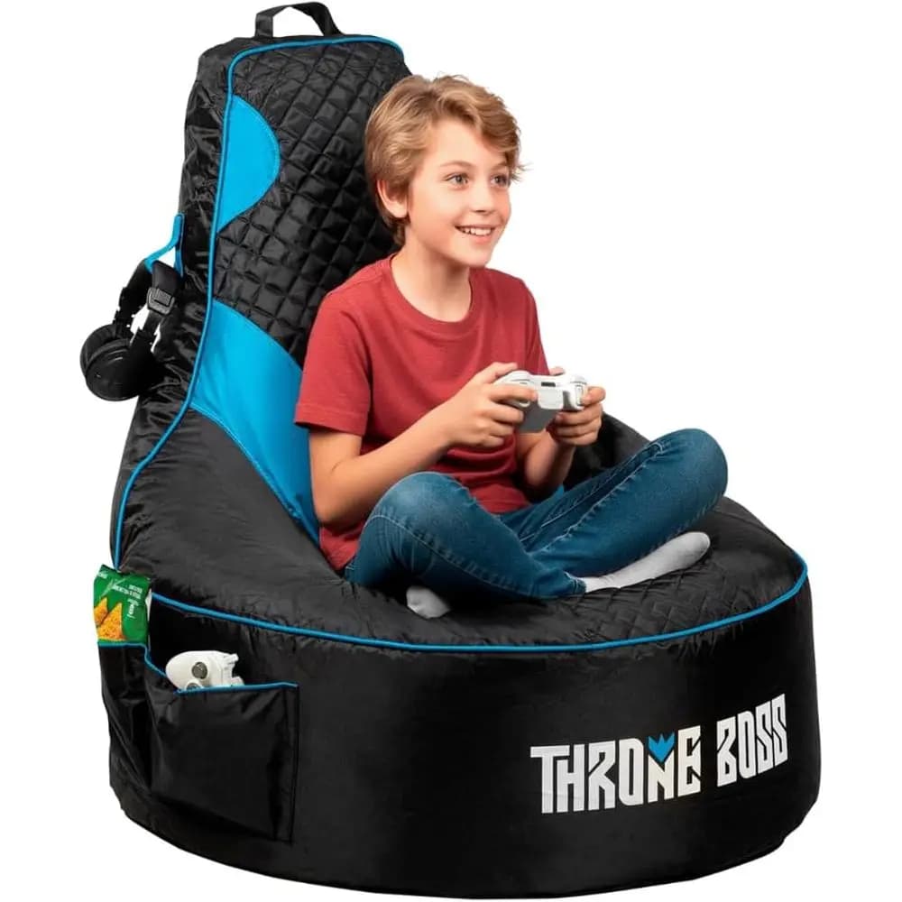 Gaming Bean Bag Chair Cover, High Back, Large, Blue