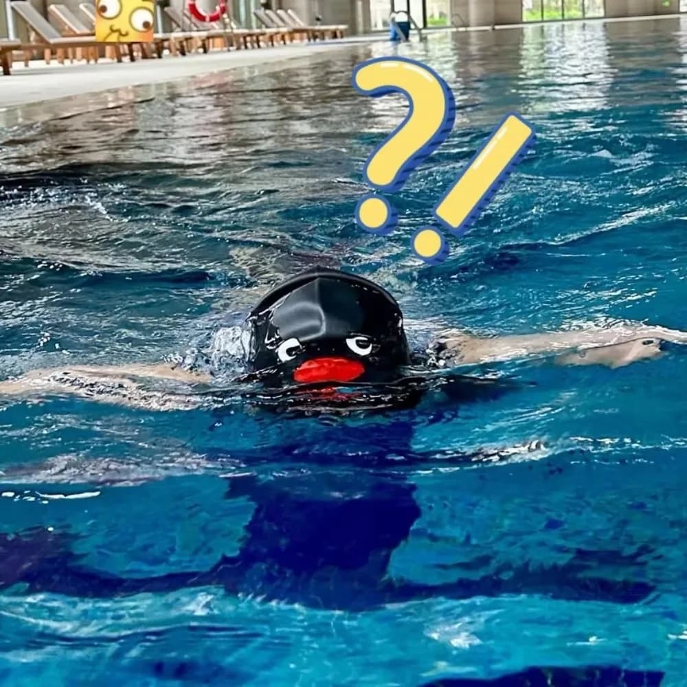 New Elastic Swimming Headphone Silicone Swim Hat Enlarged Cartoon Animated Amateur Swimming Hat Safe and Comfortable Waterproof