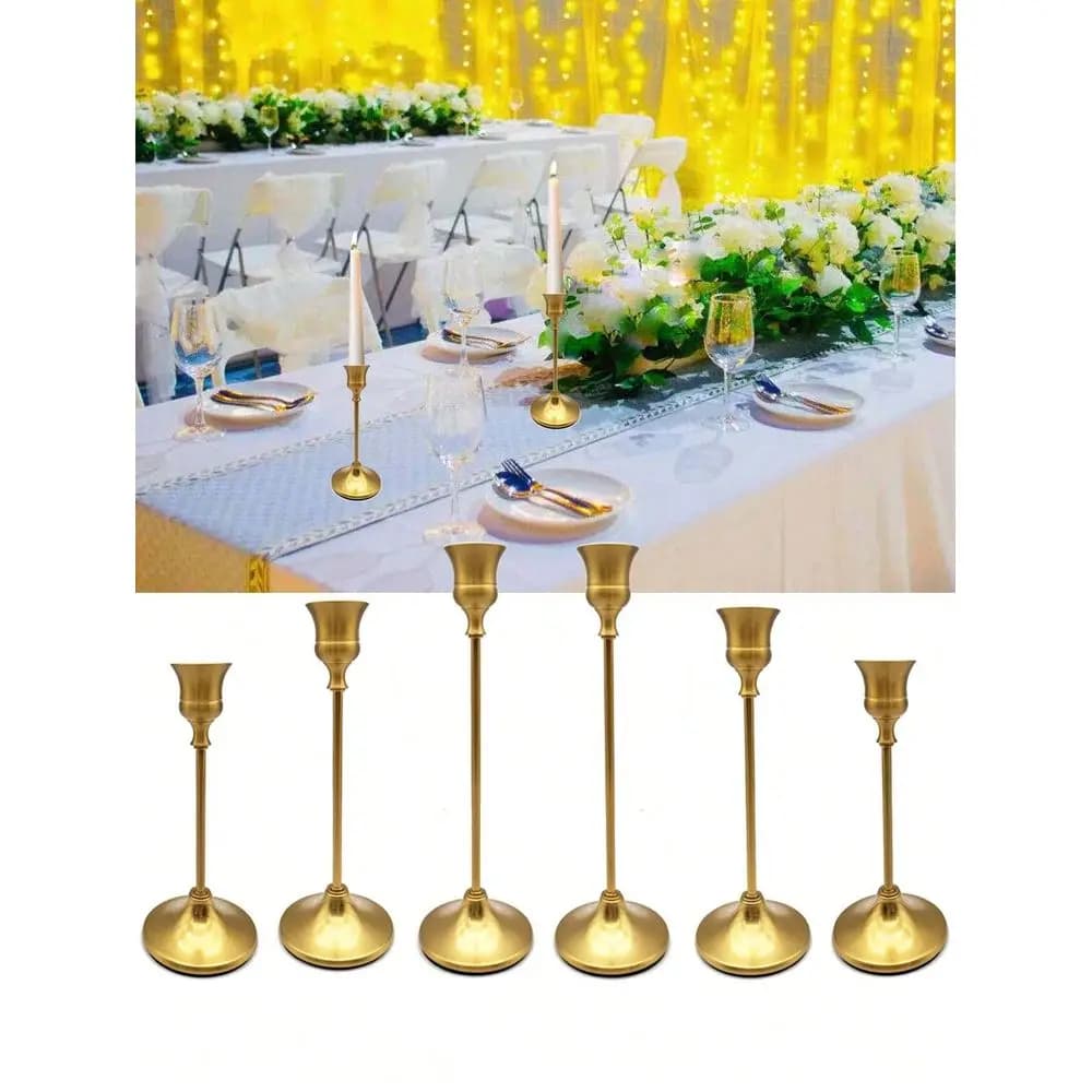 HighQuality Candle Holder 6 Pieces Set ,It Is Suitable For Romantic Reception And HighEnd Wedding,Candlelit Dinner.,RoomDecor,G