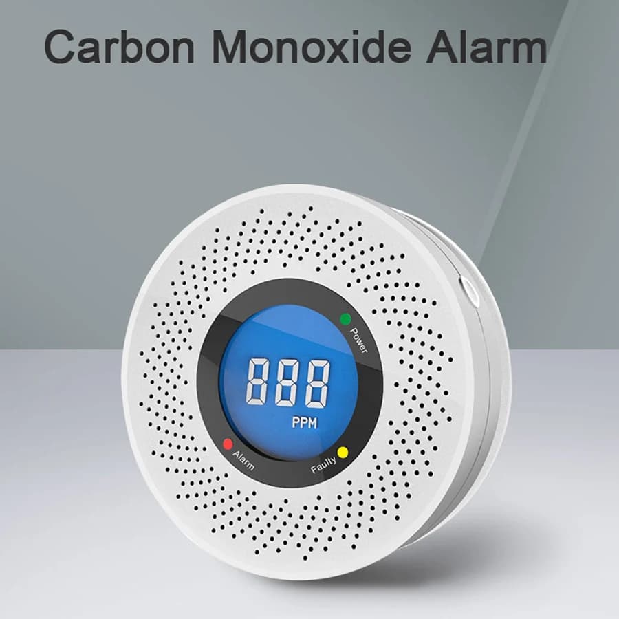 PGST Nuovo rilevatore autonomo di monossido di carbonio Allarme CO con display Alimentato a batteria Certificato CE per la cucina domestica, l'ufficio