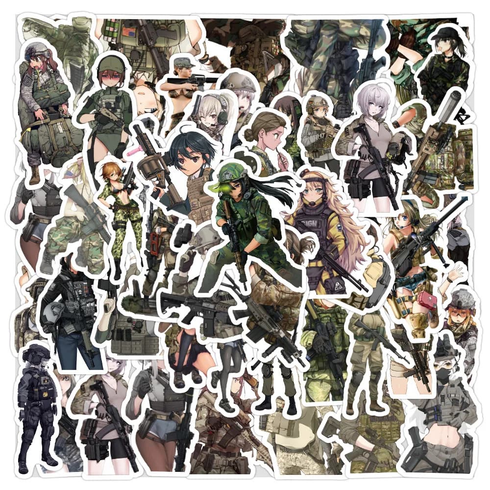 10/30/50PCS Cartoon Anime Camouflage Military Uniform iPad Graffiti Sticker Bike Skateboard Car Helmet Laptop Wholesale