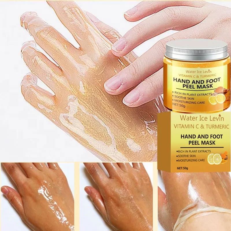 Maschera in cera alla vitamina C e curcuma per mani, piedi e corpo - Levigante, detergente delicato, illuminante, idratante, esfoliante, siero.