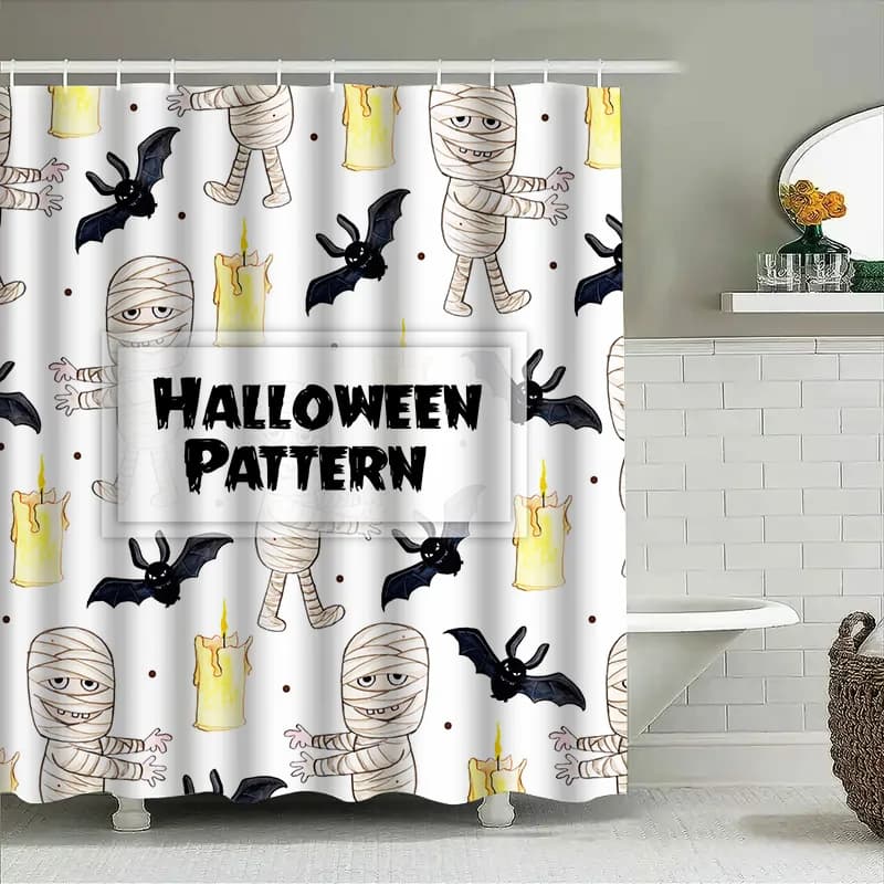 Tuniu Halloween Bat Tenda da doccia Tenda da bagno impermeabile decorativa per cameretta dei bambini