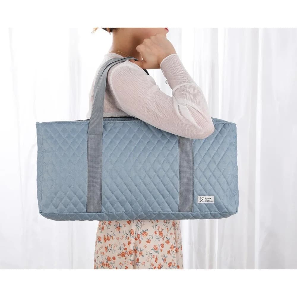 Set da Mahjong Americano - Borsa Morbida Trapuntata Grigio Perla - 166 Tessere Bianche Incise, 4 Supporti/Spingitori Tutto-in-Uno Completi