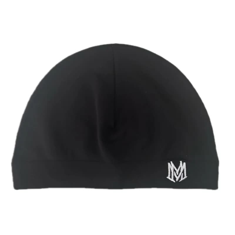 Berretto con teschio ricamato con lettera M Cappello a cuffia elasticizzato sottile per uomo Donna Moda Streetwear Sport Corsa Ciclismo Copricapo da esterno
