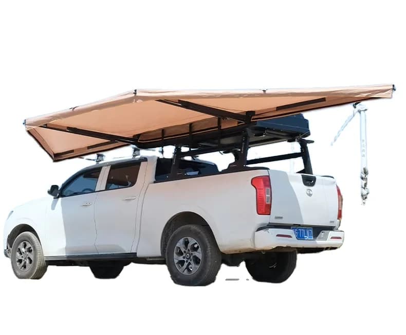 Tenda da Auto a 180 Gradi, Tenda Laterale 2,5M in Oxford 600D UV50+, Giunti in Lega e Pali in Alluminio, per SUV, Campeggio all'Aperto, Overlanding 4x4