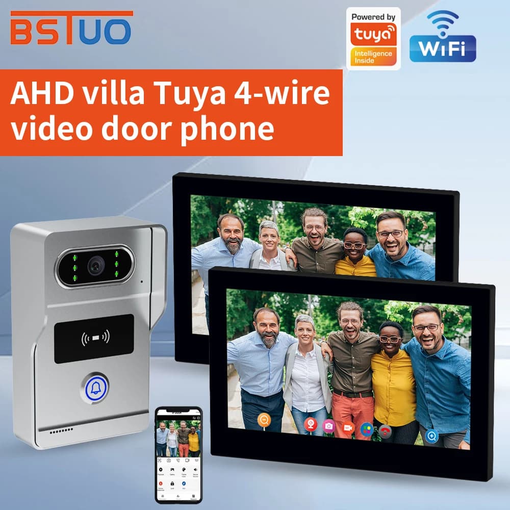7Inch Video DoorPhone Intercom IP Villa System RFID Doorbell Camera Monitor Unlock HD Night Vision for Villa Support Tuya APP