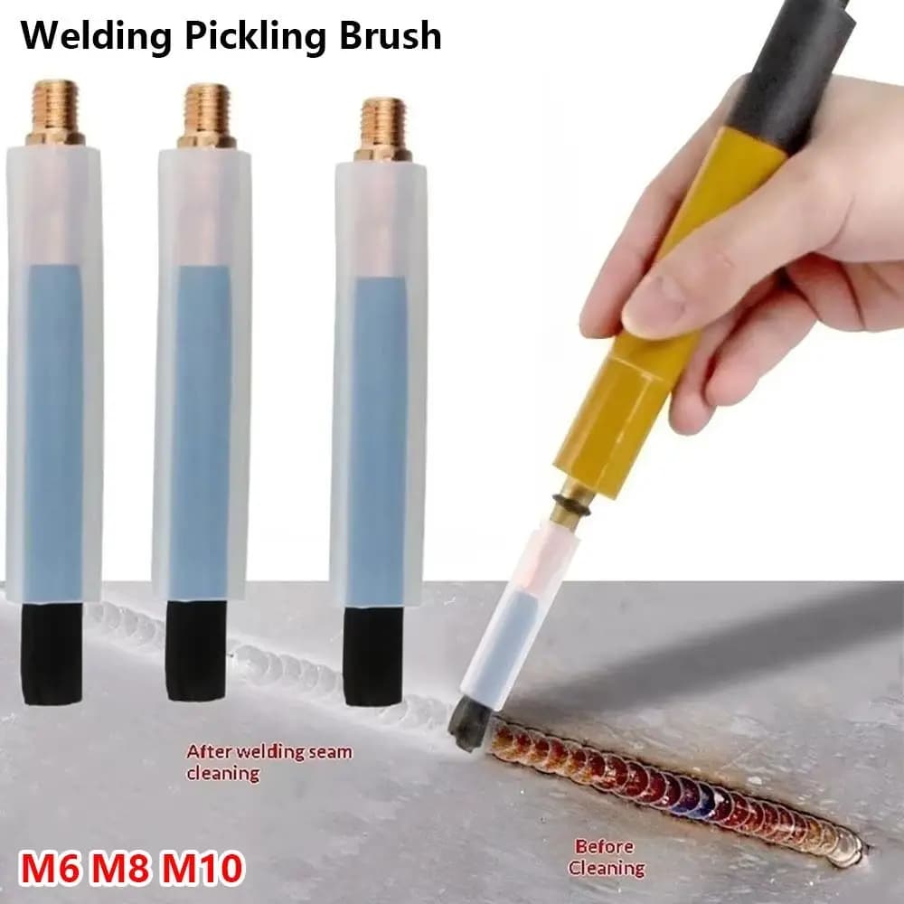 1Pcs M6 M8 M10 Weld Seam Pickling Brush Copper Head Heat Resistant Cover TIG Weld Cleaning Tool Acid Resistant Carbon Fiber