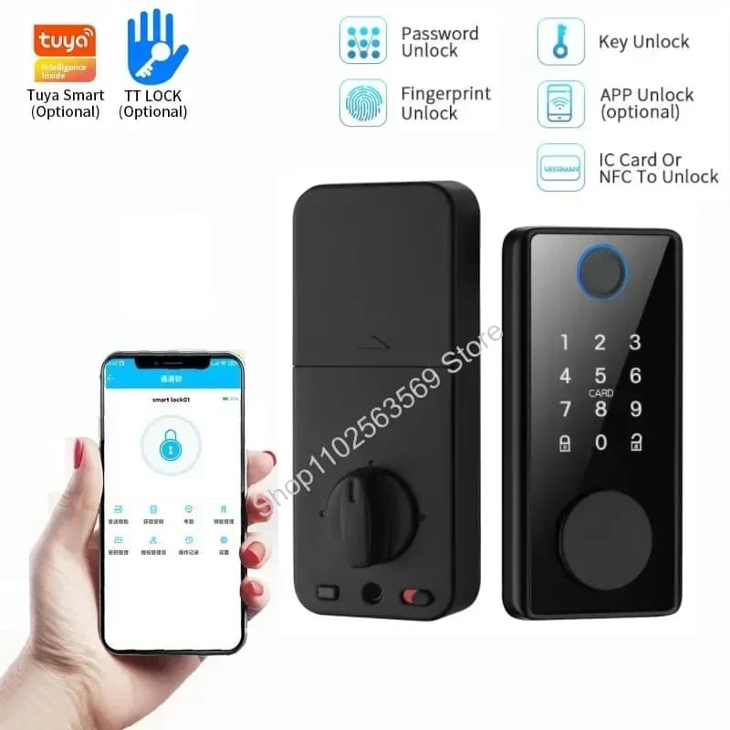 Serrature a catenaccio intelligenti Tuya/TTlock Smart Lock App Password dell'impronta digitale scheda IC sblocco remoto NFC serratura della porta della tastiera senza chiave