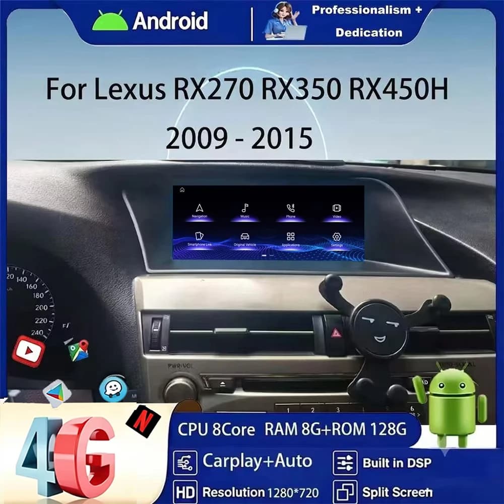 For Lexus RX270 RX350 RX450H 2009 - 2015 Android 15 Car Stereo Car Radio GPS Navigation Multimedia Video Player Radio Auto