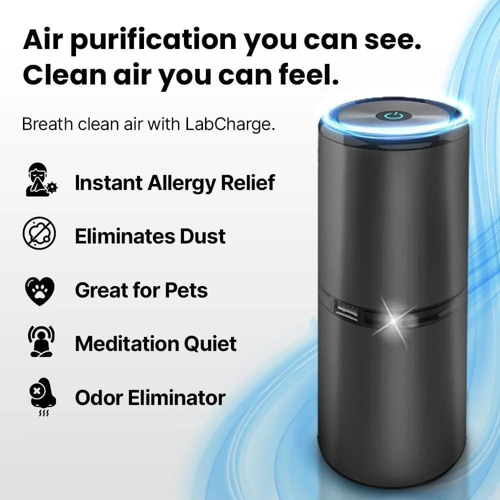 Piccolo Purificatore d'Aria Ionico con Filtro HEPA per Casa, Camera da Letto, Peli di Animali, Fumo, Polvere e Odori