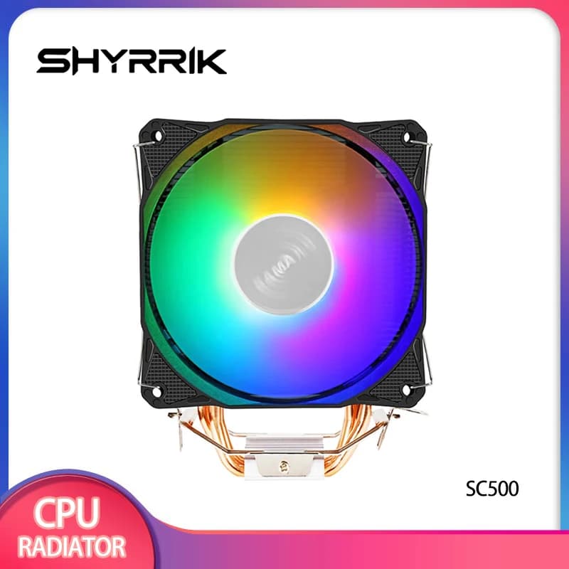 Shyrrik Dissipatore CPU con 4 Tubi di Calore, Raffreddamento Efficiente, PWM a 3 Pin, ARGB, per PC Intel LGA 2011 1150 1151 1200 1700 X79 X99 E5 e AMD AM3 AM4