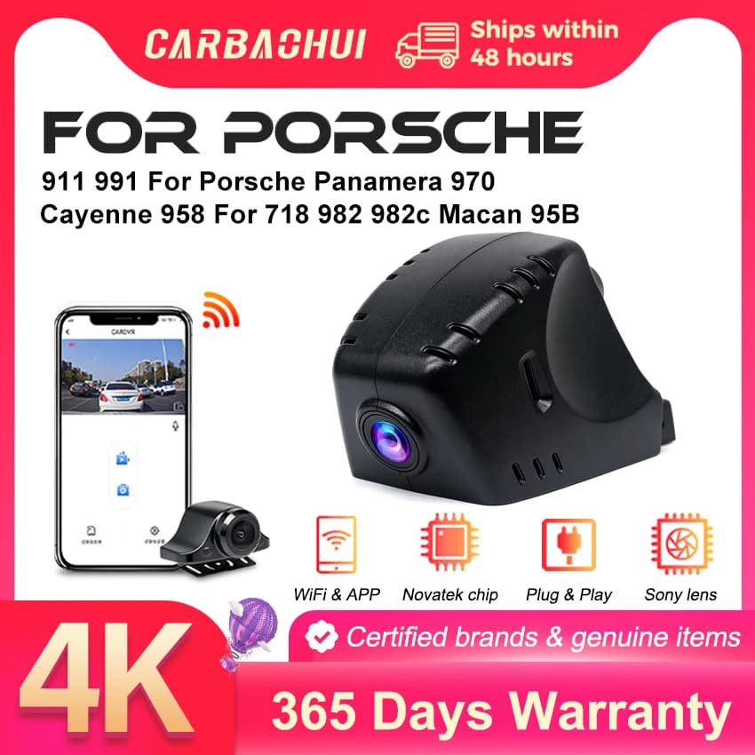 UHD 2160P Dash Cam Camera Car DVR For Porsche 911 991 For Porsche Panamera 970 Cayenne 958 For Porsche 718 982 982c Macan 95B