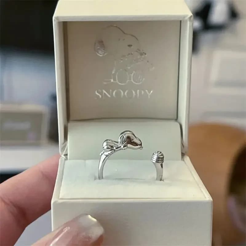 SnoopyY Ring Cartoon Mini Comic Cute Cartoon Peripheral Niche Design Opening Adjustable Ring Birthday Gift