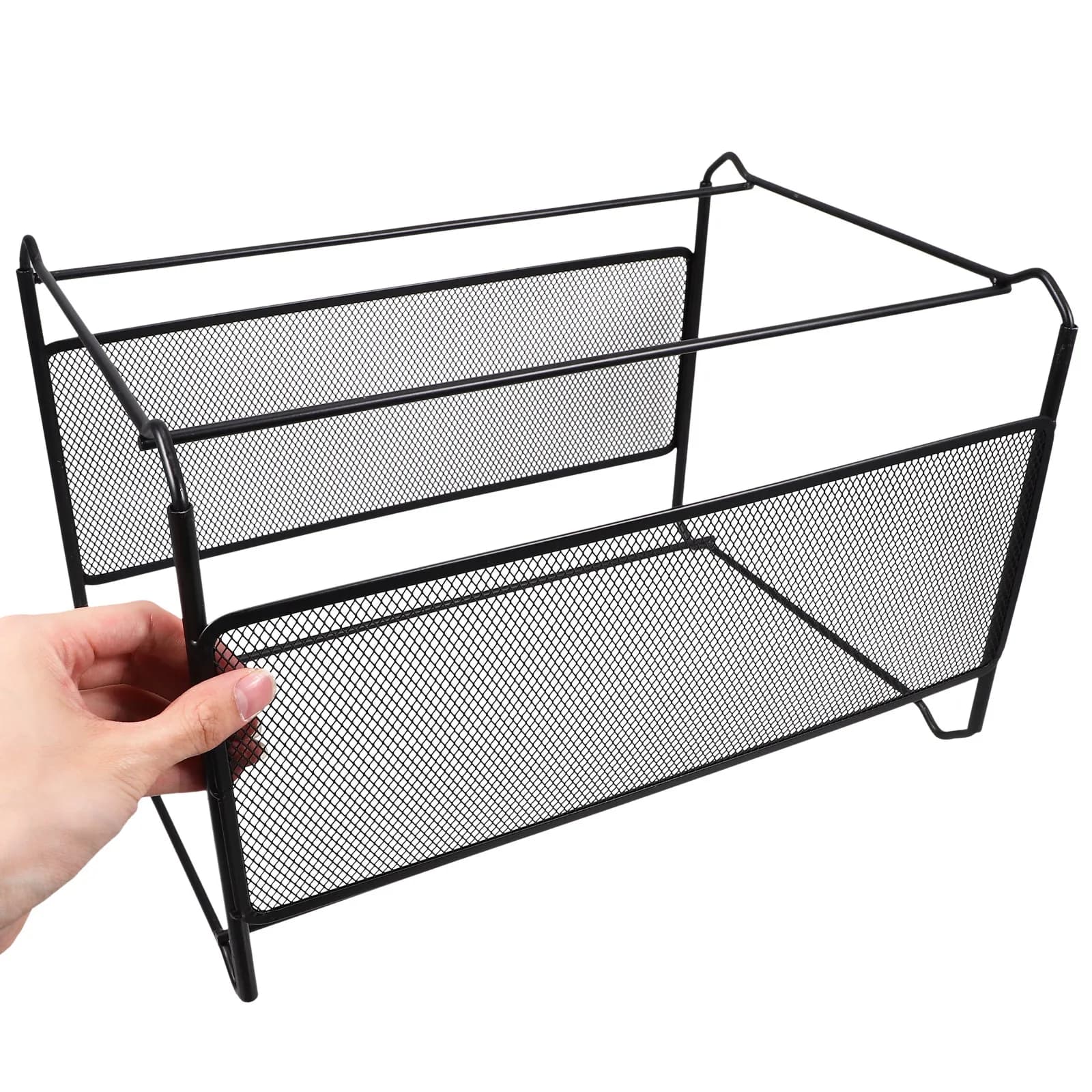 Iron Mesh File Storage Rack Book Holder Desktop Organizer File Folder Holder Office Document Magazine Mesh Organizer