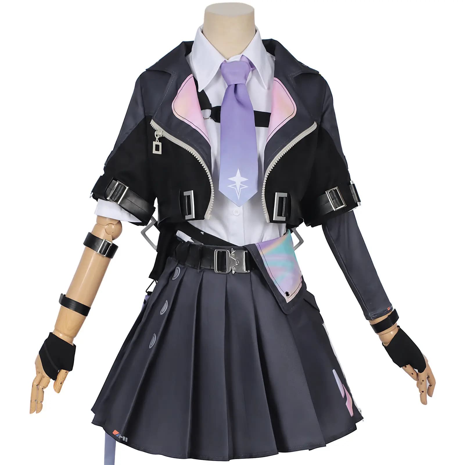 Costume Cosplay NTE Zero Neverness to Everness, Set Complete for Halloween and Carnival, Gonna JK Carina, Coat, Gloves, Shirt, Tie, Belt, HCos