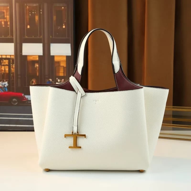 Luxury Designer Leather Tote Bag - Minimalist Messenger Purse With Solid Color And Large Capacity