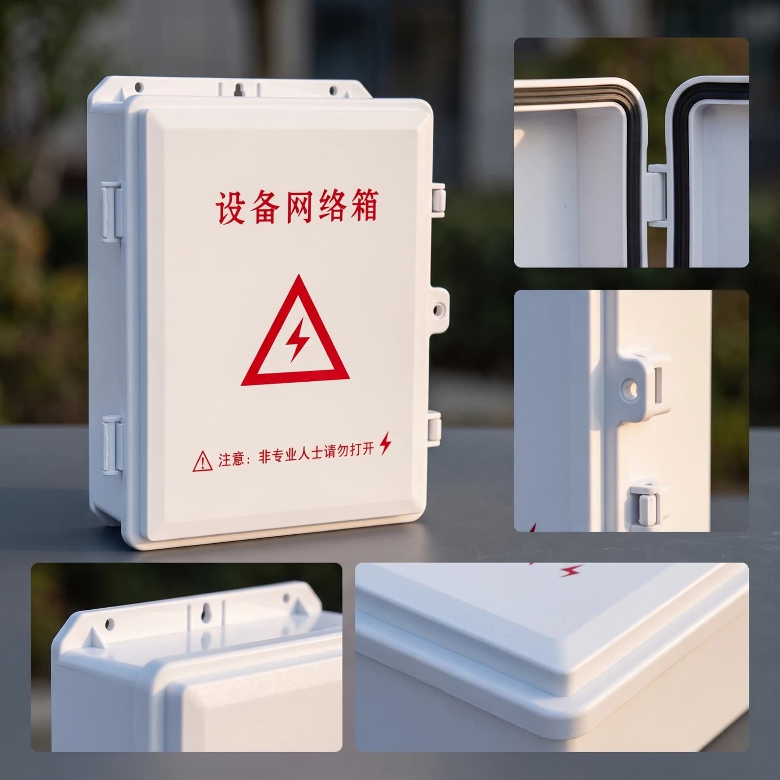 Equipment Box with Hinged Door Weather-Resistant Outdoor Electrical Box Electrical Enclosure Wall-Mounted Cabinet Compact