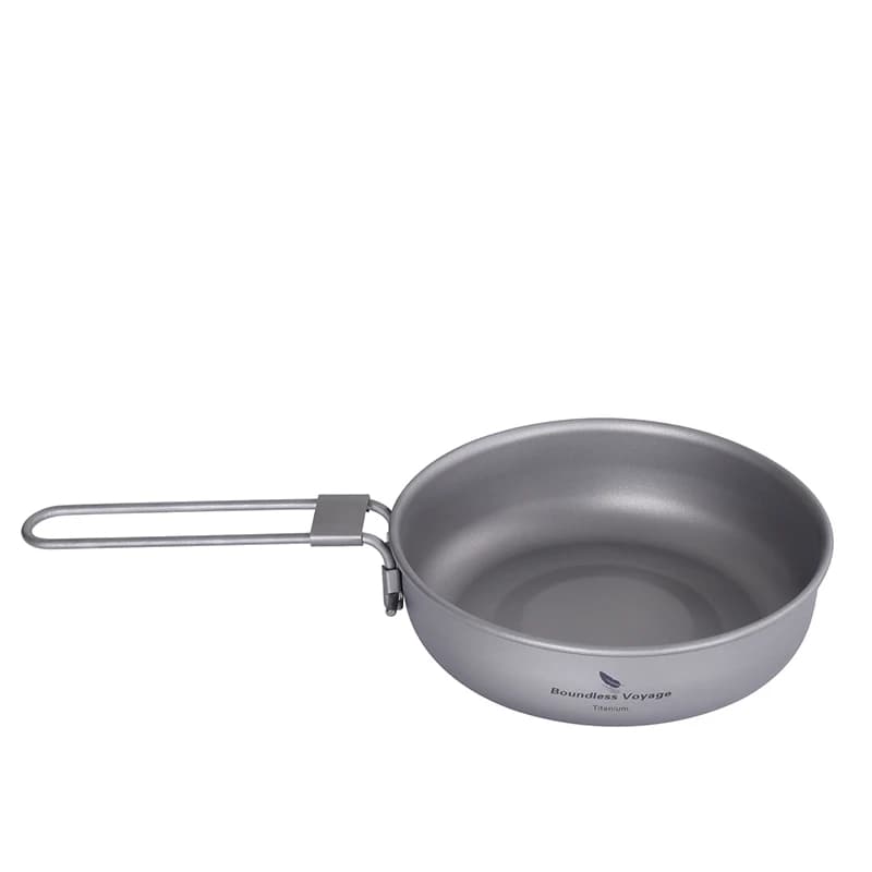 Boundless Voyage titanium pan, ultralight outdoor camping pan, kitchen pan, folding handle, dishes