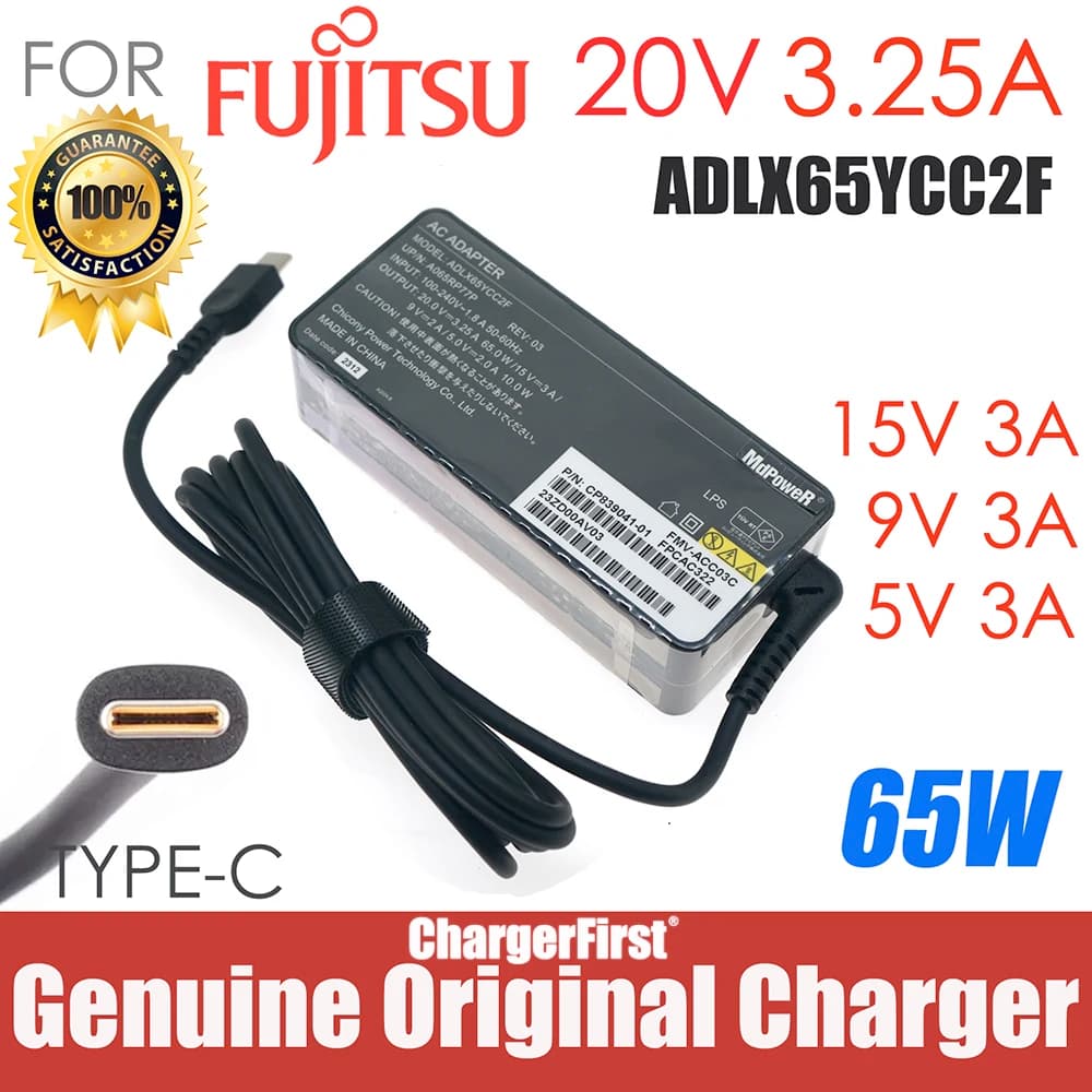 Genuine ADLX65YCC2F 65W 20V 3.25A USB-C Type C AC Adapter Charger for Fujitsu Power Supply FMV-ACC02A (FPCAC316) LIFEBOOK