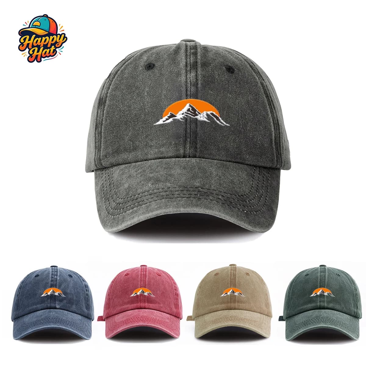 Cappellino da Baseball Casual da Donna con Ricamo Mountain Sun, Cappello Parasole Stile Street per l'Estate e la Spiaggia