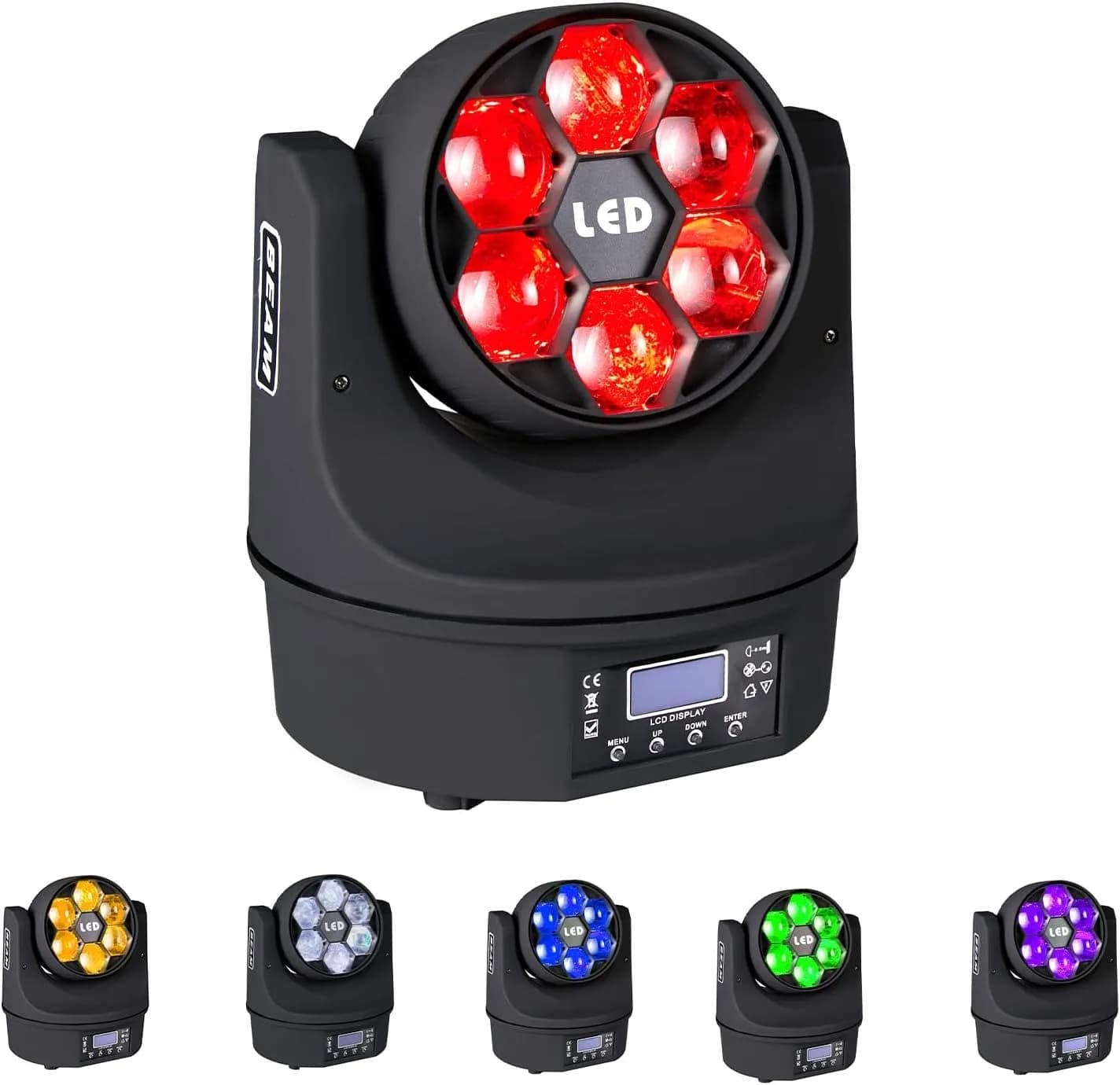 Mini Faro Mobile Bee Eye 6x15W, Luce da Palco a LED RGBW da 90W con Effetto Spot Rotante, Controllo DMX e Telecomando, Ideale per Feste, Matrimoni, Bar, Chiese, Spettacoli (RGBW 4in1)
